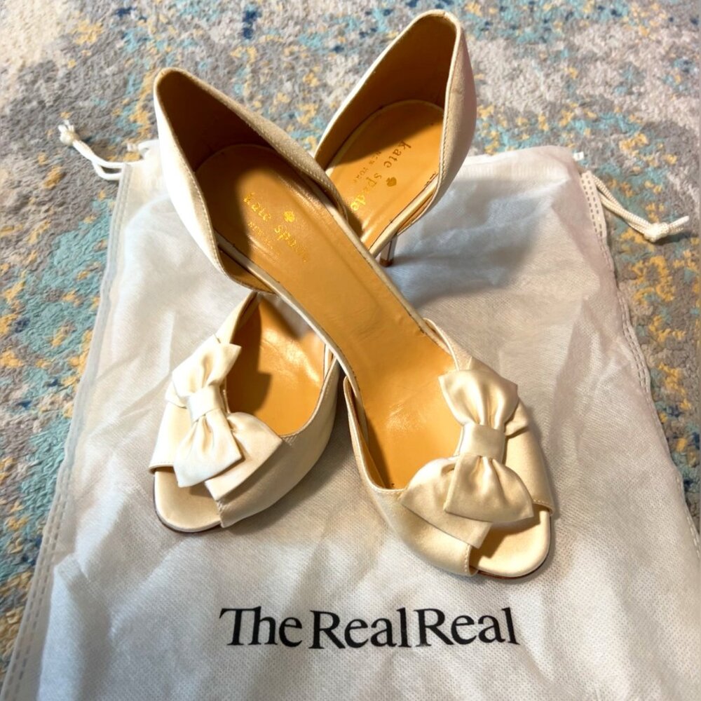 Kate Spade Clarice Ivory Satin Heels